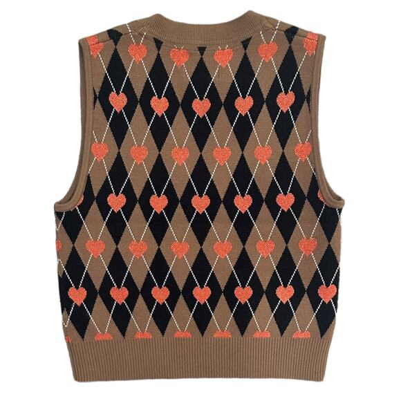 NWT Anthropologie Vera Jacquard Sweater Vest in Heart Print - Picture 4 of 6